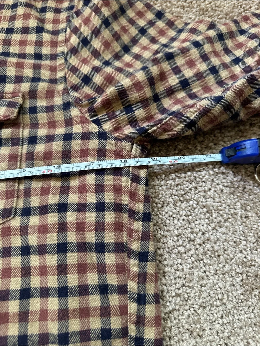 J. Crew Men's Plaid Button-Up Shirt in Brown and Navy - Cotton/Cashmere Blend
